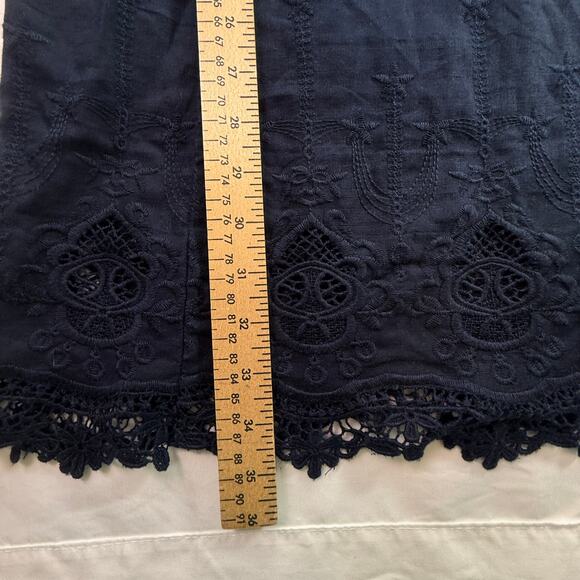 Malvin Hamburg Linen Navy Embroidered Tunic Dress Long Sleeve Boho Size S - Picture 9 of 16